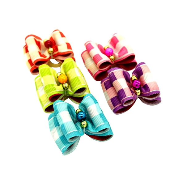 Soimiss Adorable Pet Hair Tie with Lovely Bowknot Design for Dog and Puppy Decoration Assorted Color Cloth 5 Pieces