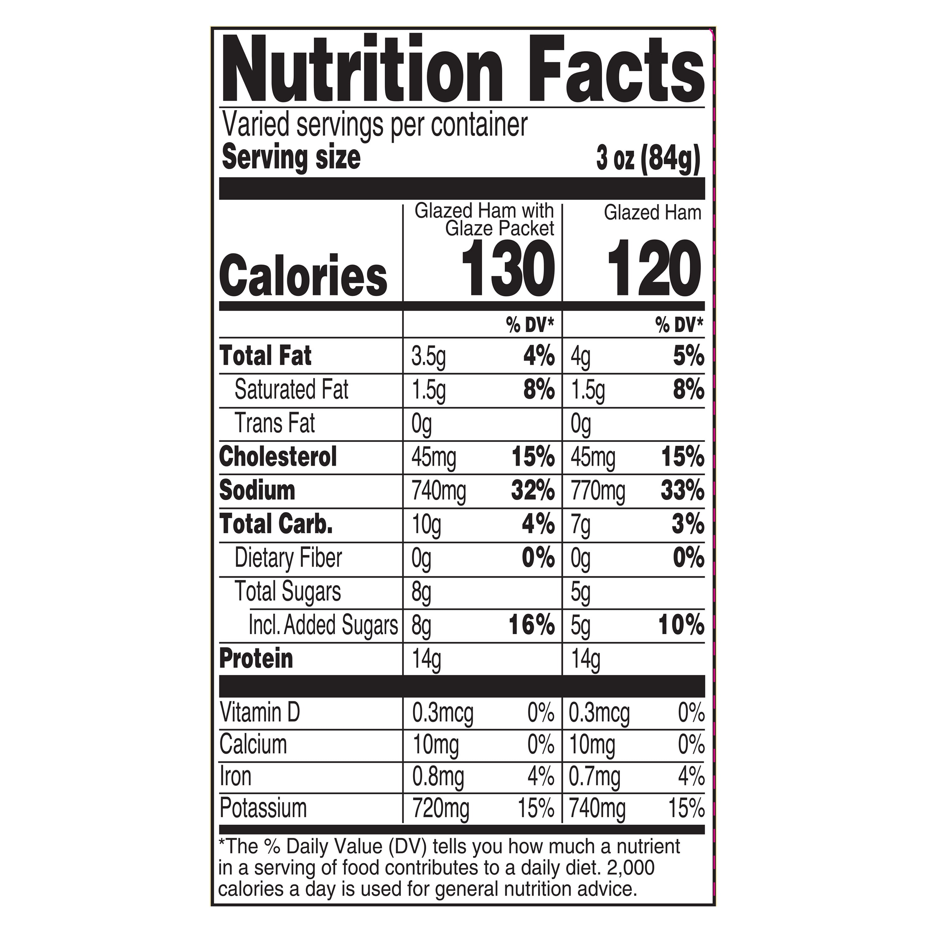 Marketside Natural Juice Boneless Spiral-Cut Brown Sugar Double Glazed Ham, Whole Muscle Cut, Pork, 3 - 4.8 lbs, 13g grams of protein per serving