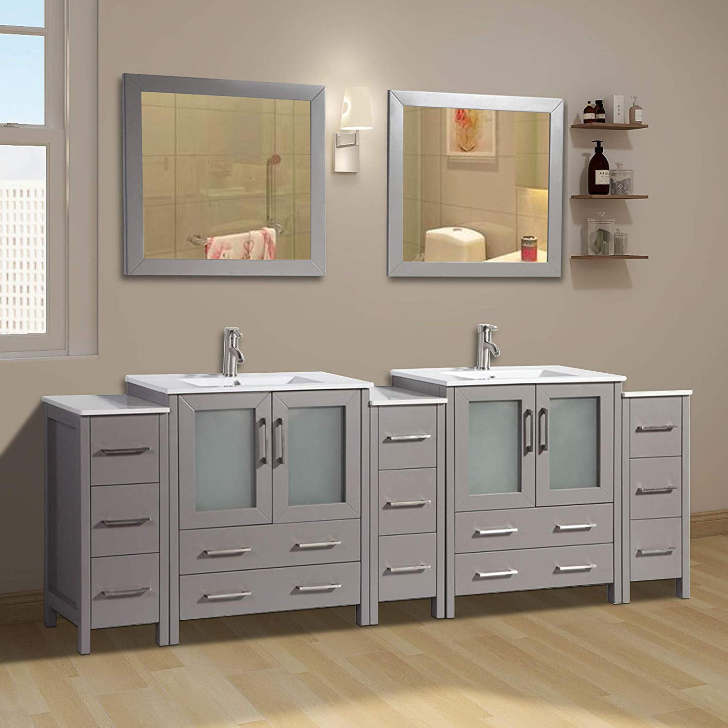 Vanity Art 96" Double Sink Bathroom Vanity Combo Set - Modern Bathroom