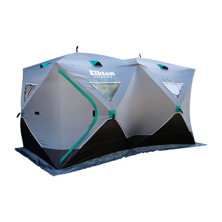 Elkton Outdoors Portable 6-8 Person Double Ice Fishing Tent With Ventilation Windows & Carry Pack: Ice Fishing Shelter Includes Tent, Carry Pack, Ice Anchors & Storage (Best Ice Fishing Flasher 2019)