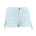 thumbnail image 4 of Gubotare Denim Shorts Women Women's Stretchy Jean Shorts Mid Waisted Twill Shorts Stretch Junior Denim Shorts with Pockets Club Night (Light Blue,Size XXL), 4 of 4