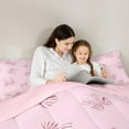 thumbnail image 5 of Feelyou Girls Princess Bow Full Size Comforter Sets, Cartoon Stripes Geometric Bedding Comforter Set, Kawaii Pink Bowknot Reversible Bedding Sets, Lightweight Room Decor, 3-Piece, 5 of 8