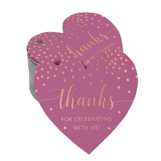 Inkdotpot Real Rose Gold Foil Thanks For Celebrating With Me Birthday Tags Favor Hang Paper Tags 100 Pieces
