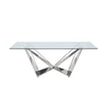 thumbnail image 6 of Benjara Dining Table with Overlapped Metal Geometric Accent- Silver, 6 of 6