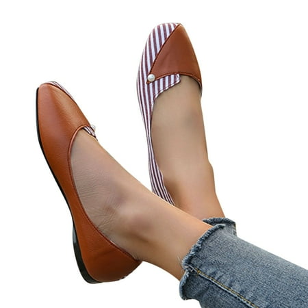 

f21 Fashion Spring And Summer Comfortable Casual Flat Pump Women s Shoes With Color Matching Stripes Womens Flat Sandals Dress Shoes Size 7.5 Red