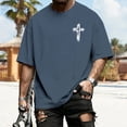 thumbnail image 4 of adaychics Men Christian T Shirts Cross Print Short Sleeve Round Neck Cotton Tee Shirt Loose Fit Summer Tops for Daily, 4 of 9