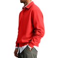 thumbnail image 5 of Fabrcox Mens Long Sleeve Polo Shirts Casual Button Collared Shirts for Men Regular Fit Solid Color Athletic Fall Winter Business Mens Golf Shirts Red L, 5 of 8