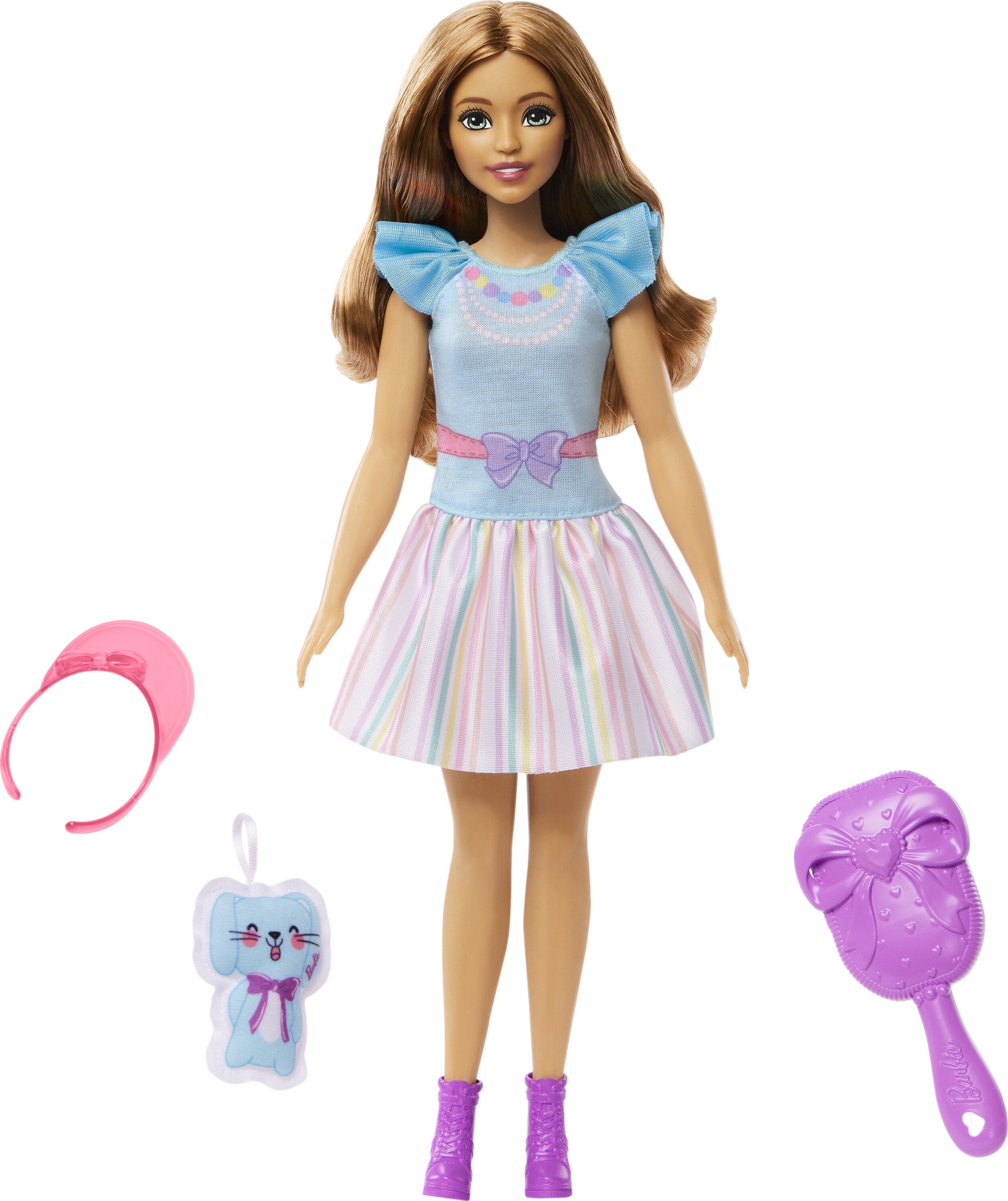 My First Barbie Teresa Preschool Doll with Soft Posable Body, Bunny & Accessories, 13.5-inch