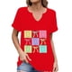 thumbnail image 1 of Corto para las Mujeres Casual Verano 2025 Pascua Impresión V-Cuello Camiseta, Ligero 95% Poliéster 5% Spandex Top para Toda la Temporada Hogar Y Diario, 1 of 7