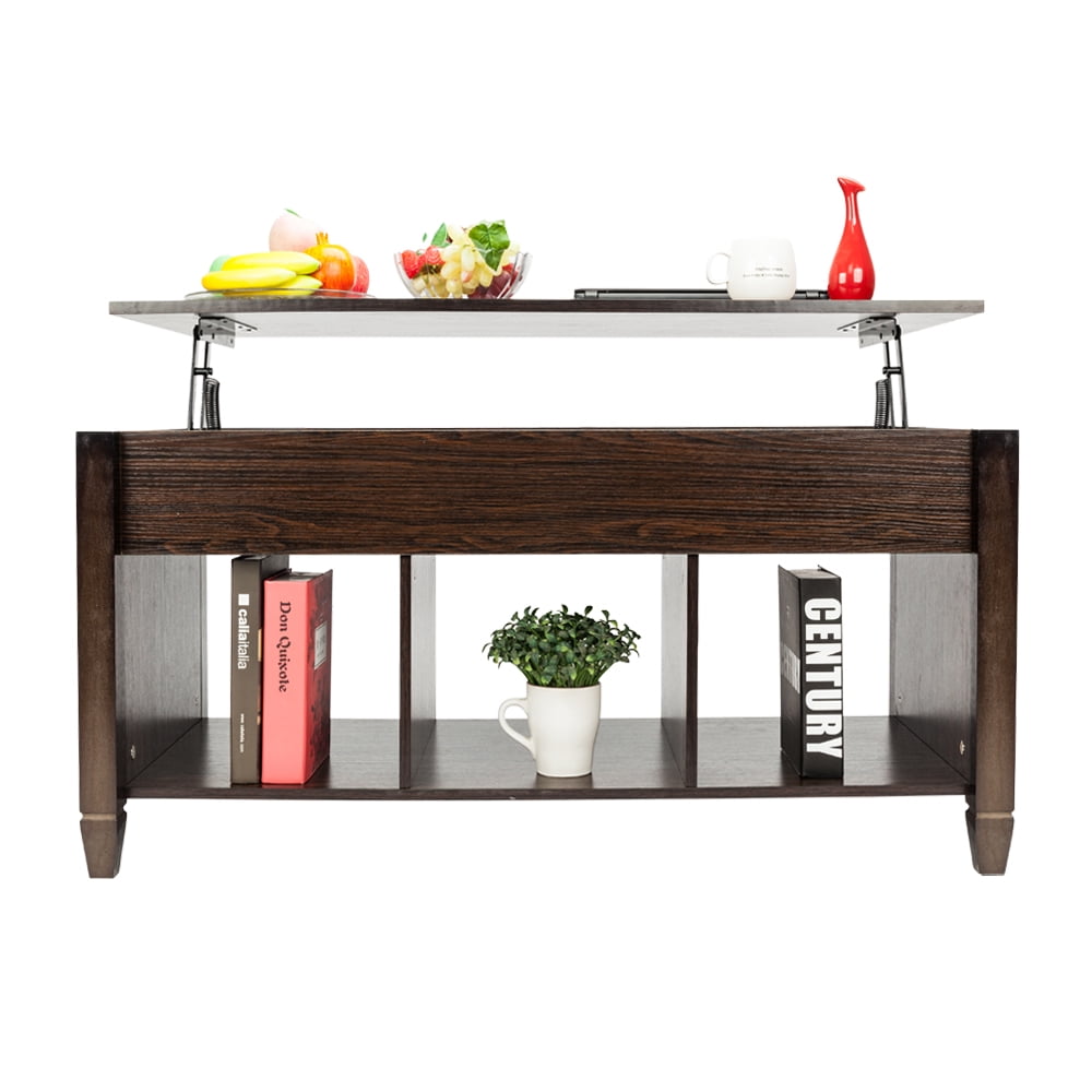 Lowestbest Solid Wood Lift Top Coffee Table, Storage Coffee Table for Living Room, Bedroom