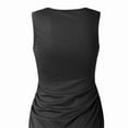 thumbnail image 5 of ZEHJUHAN Women's Solid Color Sleeveless Bodycon Dress - Round Neck Slim Fit Cross Hem Mini Dress for Summer Black，S, 5 of 11