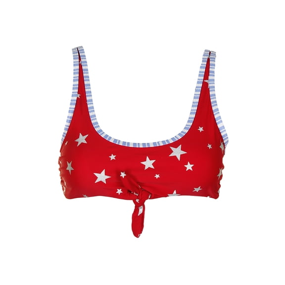 California Waves Juniors Red Americana Keyhole Bandeau Bikini Top S