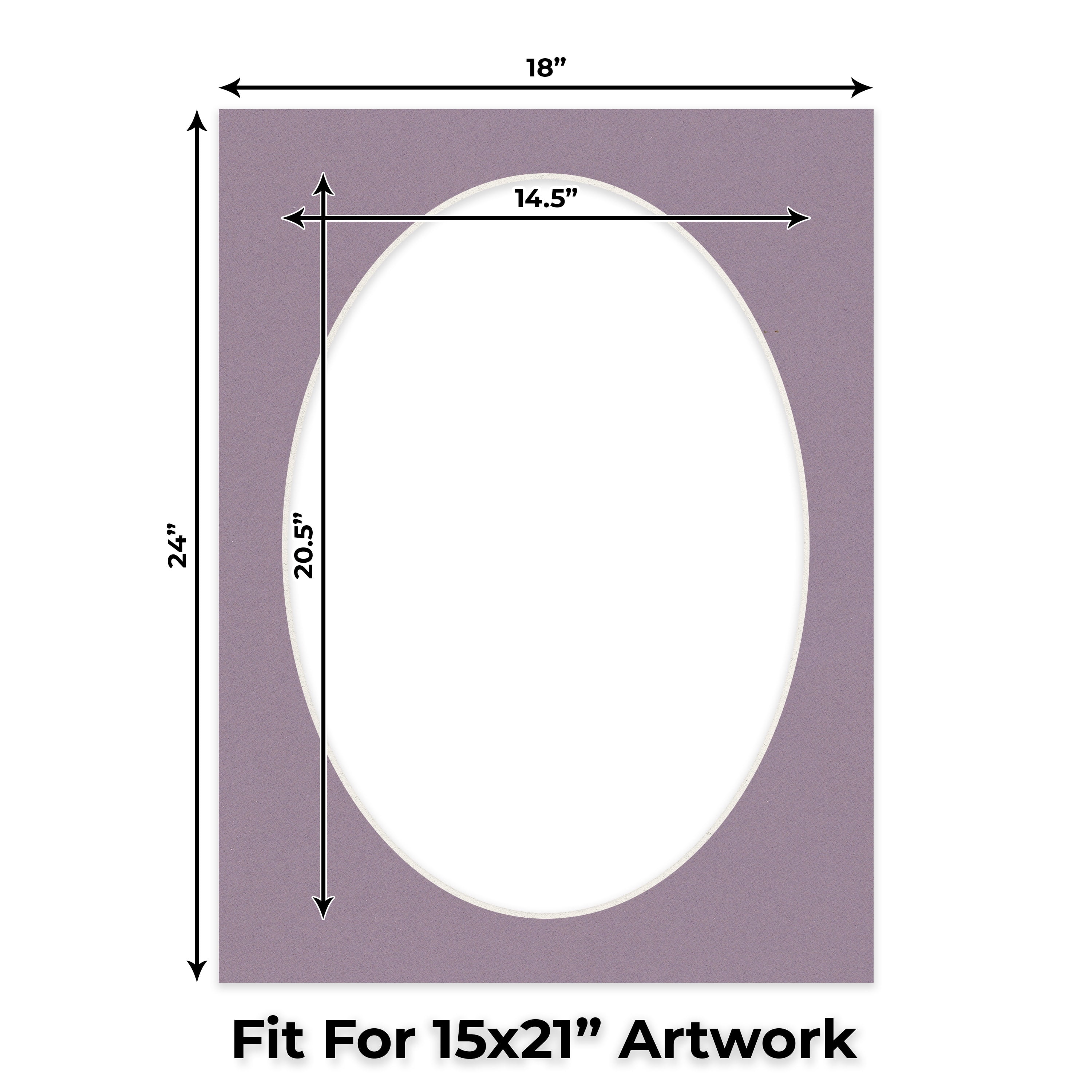 Grape Purple Picture Frame Mat for 18x24 Frames - Oval Opening for 15x21 Photos - 1 Mat