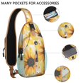 thumbnail image 2 of Boho Sunflower and Butterfly Print Crossbody Bag – Water-resistant, Anti-theft Pocket – Rustic Yellow and Bloom Pattern, 2 of 5