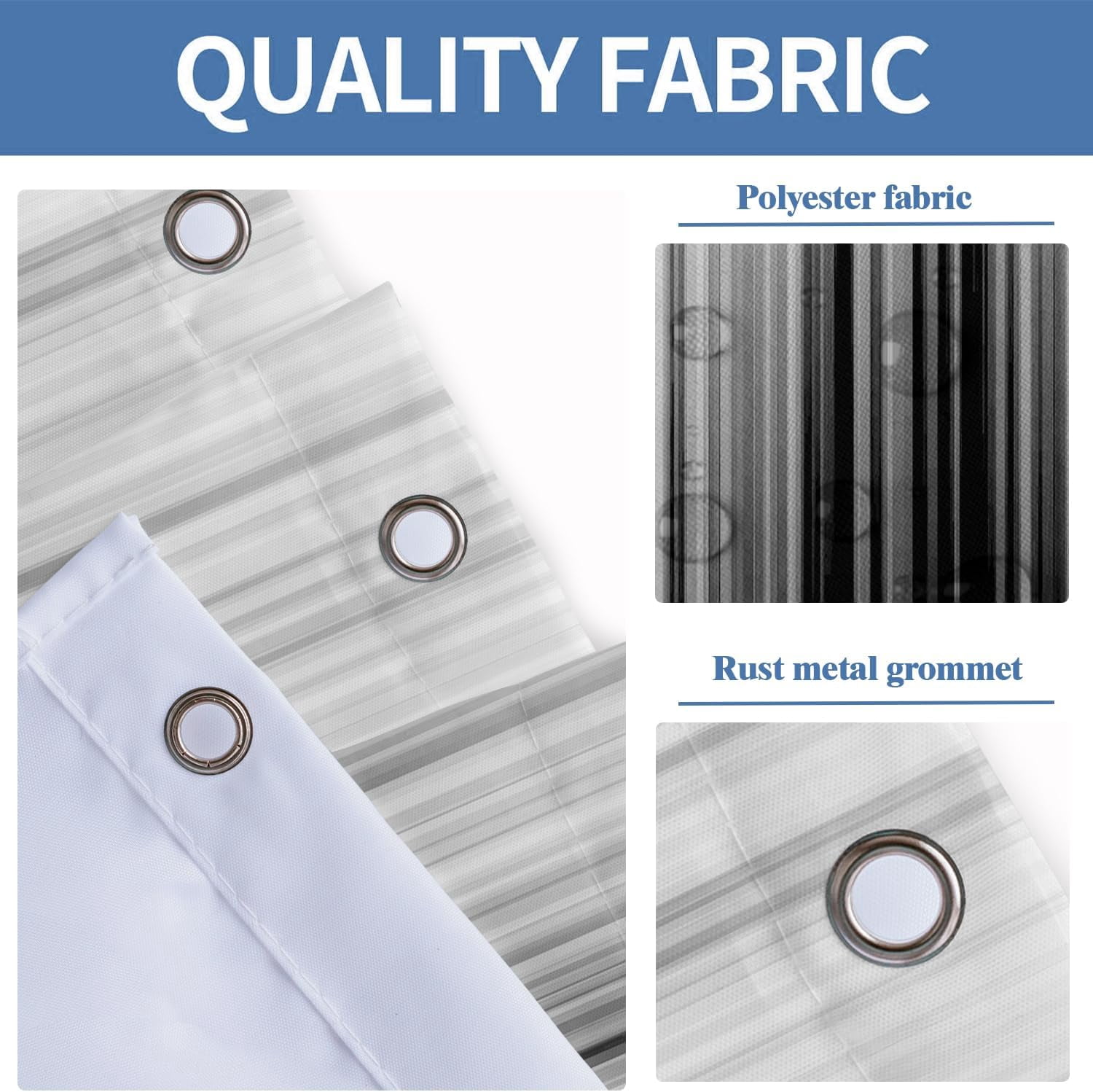 Black and Grey Shower Curtain White Gray Silver Abstract Ombre Men Gothic Art Aesthetic Trendy Extra Long XL Large Fabric Home Bathroom Decor Bathtub Set with 12 Hooks, 72x84, Modern