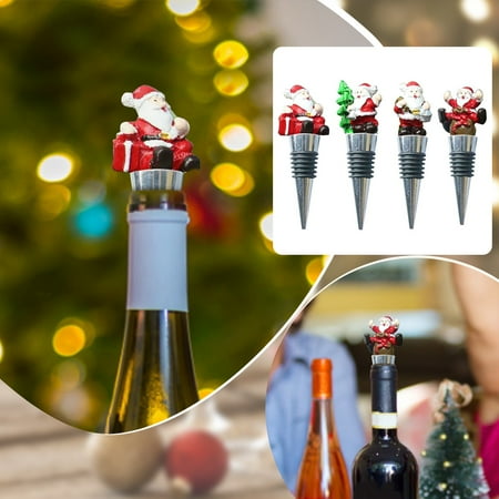 

MRULIC Christmas decoration Santa Snowman Silicone Wine Bottle Stopper Silicone Christmas Wine Bottle Stopper + C