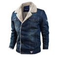 thumbnail image 1 of AMERTEER Men‘s Denim Jacket Oversized Plus Velvet Loose Jacket Autumn Winter, 1 of 4