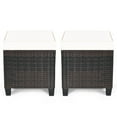thumbnail image 1 of Costway 2PCS Patio Rattan Ottoman Cushioned Seat Coffee Table Furniture Beige, 1 of 10
