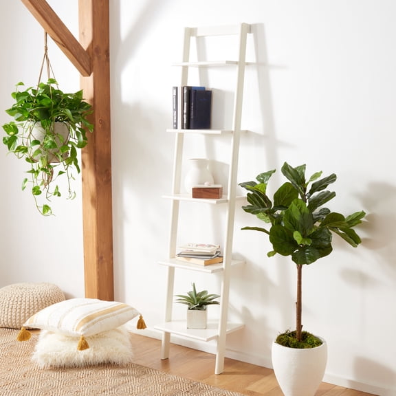 SAFAVIEH Allaire Modern Style 5 Tier Leaning Etagere, White (16.9 in. W x 14 in. D x 76 in. H)
