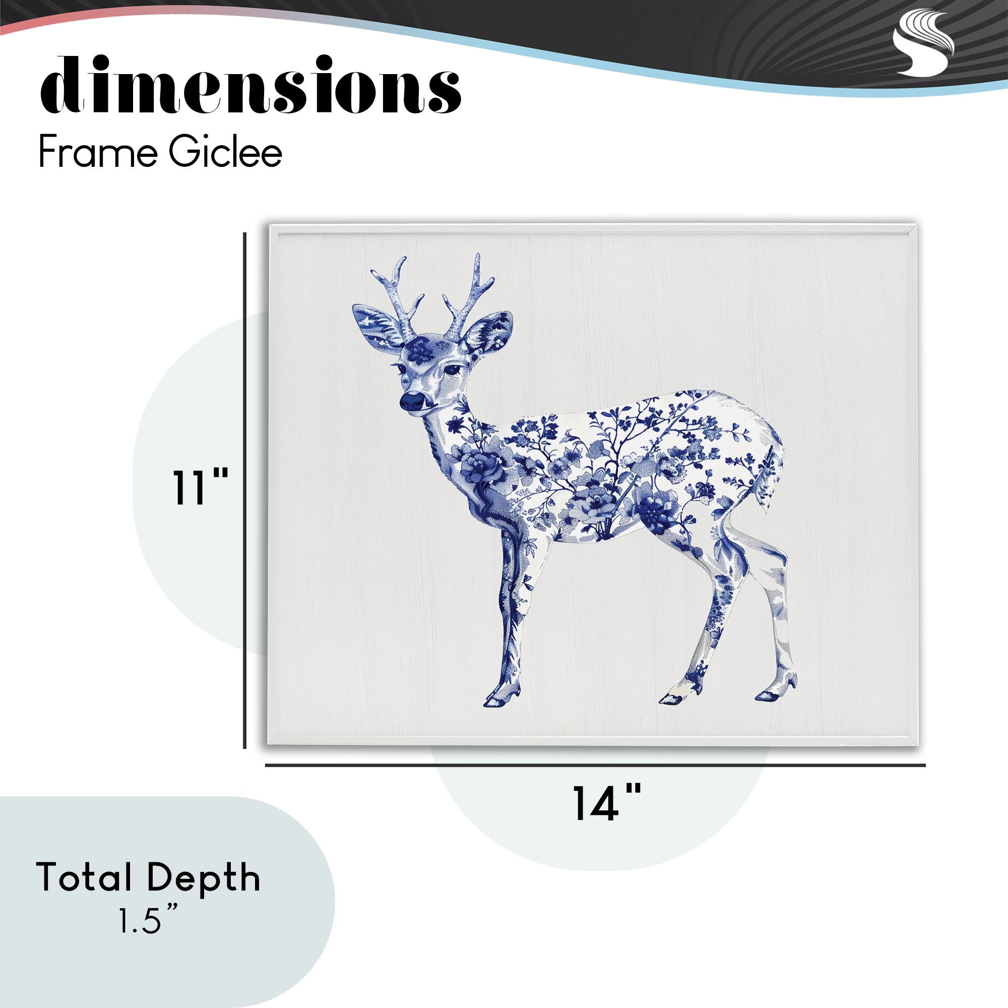 Graceful Toile Deer White Framed Giclee Art, design by Lettered and Lined