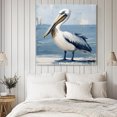 thumbnail image 4 of Seaside Pelican Wall Art Painting on Canvas, Blue Rustic Art Ocean Birds Canvas Art Home Prints Wall Art Framed Modern Artwork for Living Room Bedroom Wall Decor 20x20in, 4 of 9