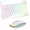 White, variant on Bluetooth Keyboard and Mouse Combo with 7-Color Backlit, Rechargeable Wireless Keyboard for iPad/Samsung/Tablet/PC/Laptop/iPhone/iOS/Windows/Android