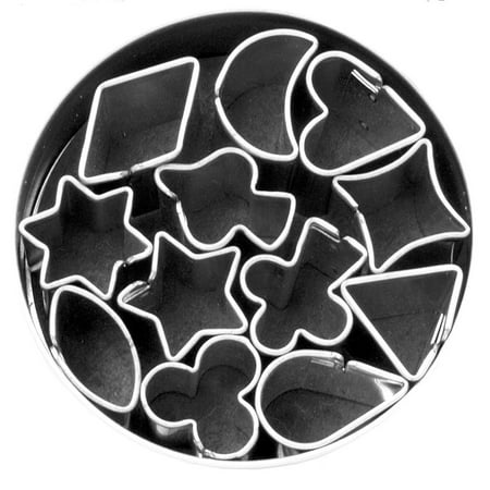 Fox Run Micro Cookie Biscuit Pastry Dough Mini Cutters Jello Molds, 12-Piece Set