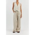 thumbnail image 2 of QATAINLAV Women's Summer 2 Piece Outfits Cotton Linen Button Down Sleeveless Blazer Vest and Wide Leg Pant Sets Business Suits, Beige, XL, 2 of 7