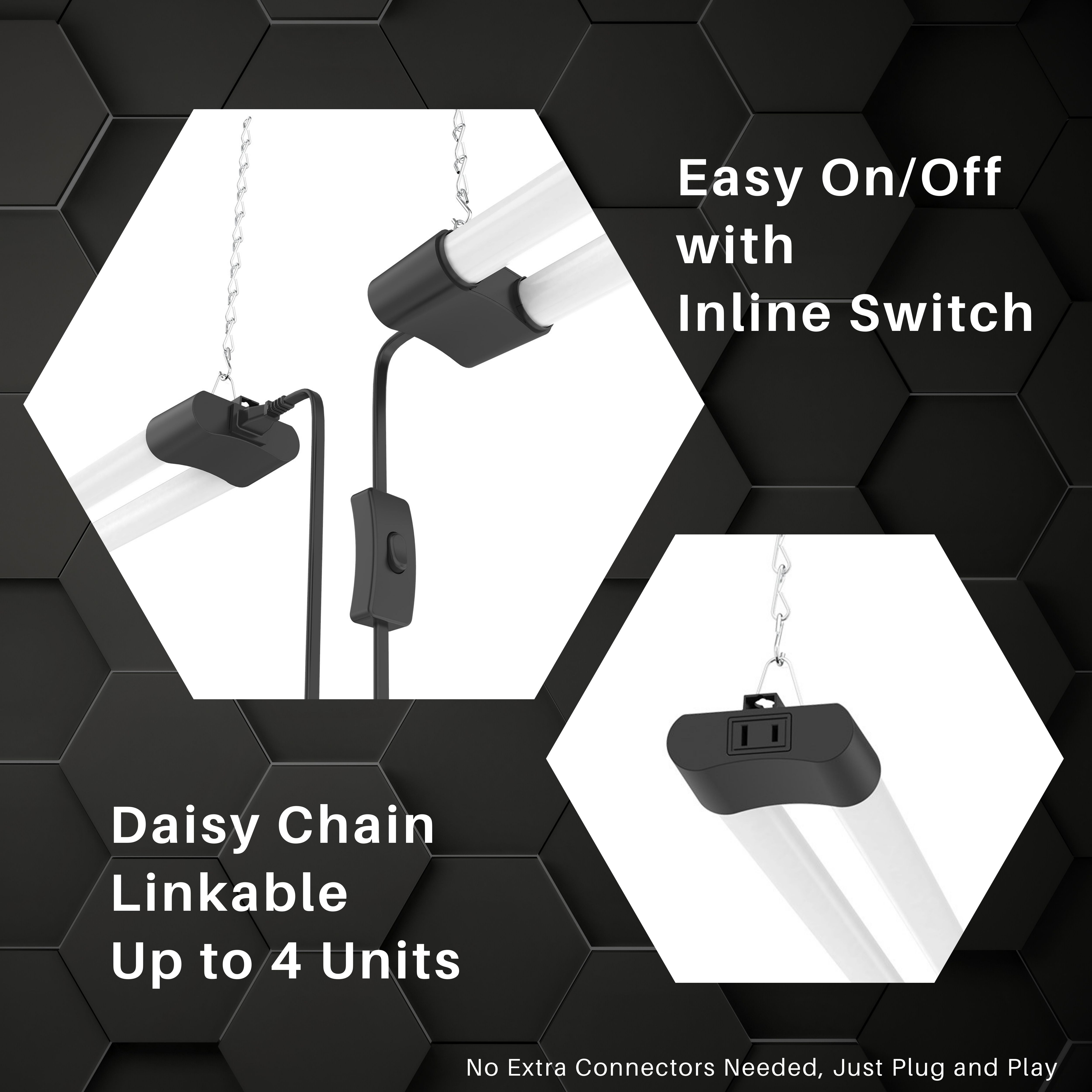 4 Pack LED Shop Light 4 FT 40W Plug Linkable Fixture Hanging Flush Mount Utility Light for Garage Workshop