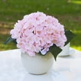 thumbnail image 2 of Enova Home Artificial Silk Hydrangea Faux Flowers Arrangement in Round Ceramic Pot for Home Office Wedding Decoration (Blush), 2 of 4