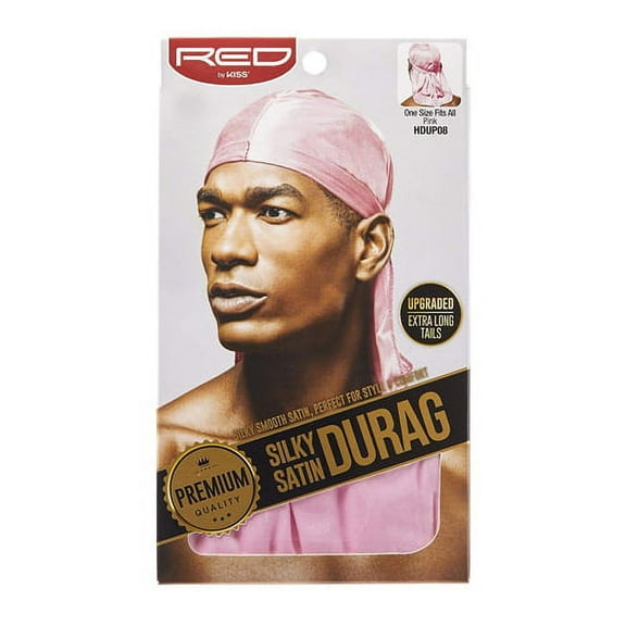 Kiss Red Durag Silky Satin Pink Extra Long Tails, 1 pack, 2 Pack