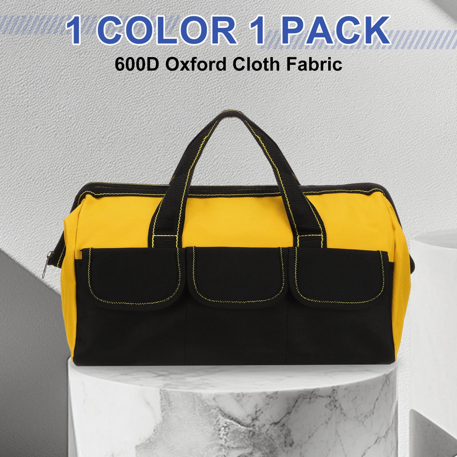 Uxcell Wide Mouth Tool Bag 14.2 Inch Oxford Cloth Tote Bag, Yellow