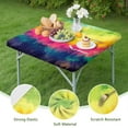 thumbnail image 4 of Colorful Tie Dye Pattern Square Fitted Tablecloth with Elastic Edge,Square Table Cover,Washable Elastic Table Cover for Home Kitchen Party Decor 34"x34", 4 of 6