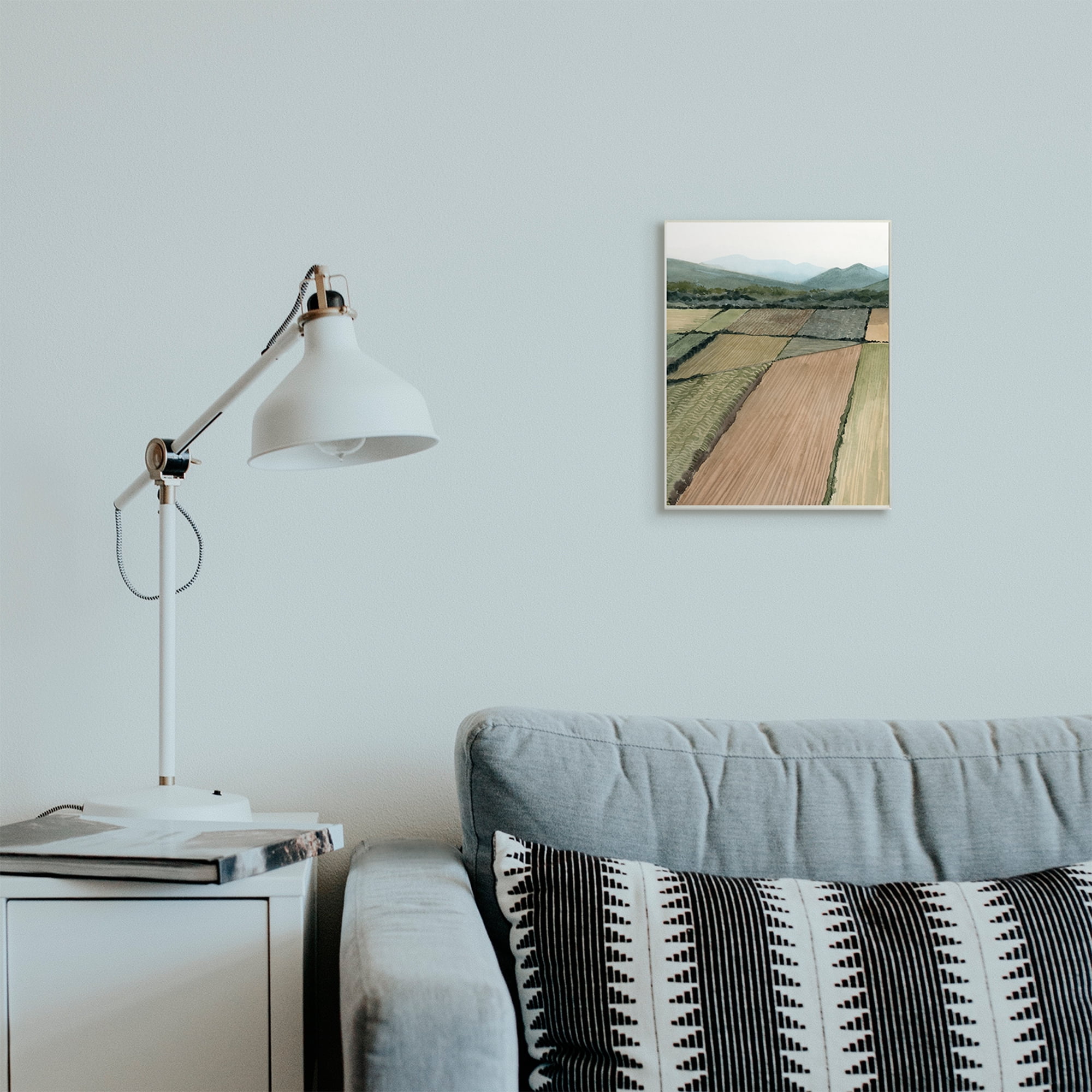 Stupell Industries Countryside Crop Fields Green Mountain Landscape Wall Plaque, 10 x 15, Design by Grace Popp