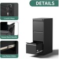thumbnail image 5 of 3 Drawer File Cabinet with Lock,Metal Vertical Filing Cabinets for Home Office,Heavy Duty File Storage Cabinet for Letter/Legal/A4/F4 Size File,Assembly Require (Black, Vertical 3 Drawer), 5 of 12