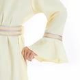 thumbnail image 5 of GigrtiJin Toddler Girls Muslim Maxi Dress Solid Color Cotton V Neck Flare Sleeve Slit Belt Dress Elegant Casual Dress 3-14 Years, 5 of 7