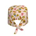 thumbnail image 2 of Kdxio Hamburger Pizza Coke Pattern Turban Hat for Women Men Comfortable Adjustable Cleaning Working Cap with Sweatband, 2 of 8