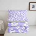 thumbnail image 5 of Homewish Kawaii Flowers Full Size Comforter Sets,Romantic Floral Print Bedding Comforter Set,Purple,Light Gray Reversible,3pcs,1 Comforter and 2 Pillowcases, 5 of 7