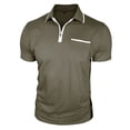 thumbnail image 4 of YLSDY Mens Sports Shirts Quarter Zip up Shirts Casual Classic Lightweight Short Sleeve Golf Collared Shirt with Pocket Green XXXL, 4 of 6