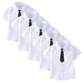 thumbnail image 2 of ITSAME Boys School Uniform Shirt 5-Pack with Tie Short Sleeve Lapel Kids Casual Button-Up Shirt White Size 8, 2 of 9