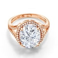 thumbnail image 2 of Gem Stone King 18K Rose Gold Plated Silver  Ring Set with Oval Moissanite (5.97 Cttw), 2 of 4