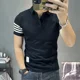 thumbnail image 4 of Camisetas con cuello para hombre, ropa estética elegante 2024, top XL, ropa de calle para gimnasio, moda informal, polo a rayas, camiseta básica para hombre, 4 of 5