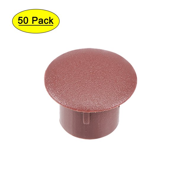 Uxcell 8mm Dia Brown Plastic Locking Hole Plug Button Top Flush Type