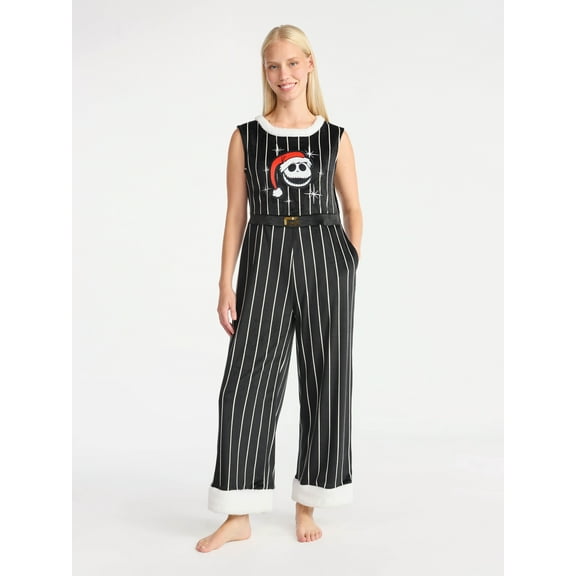 The Nightmare Before Christmas Women's Pinstripe Jumpsuit, Sizes XXS-XXL