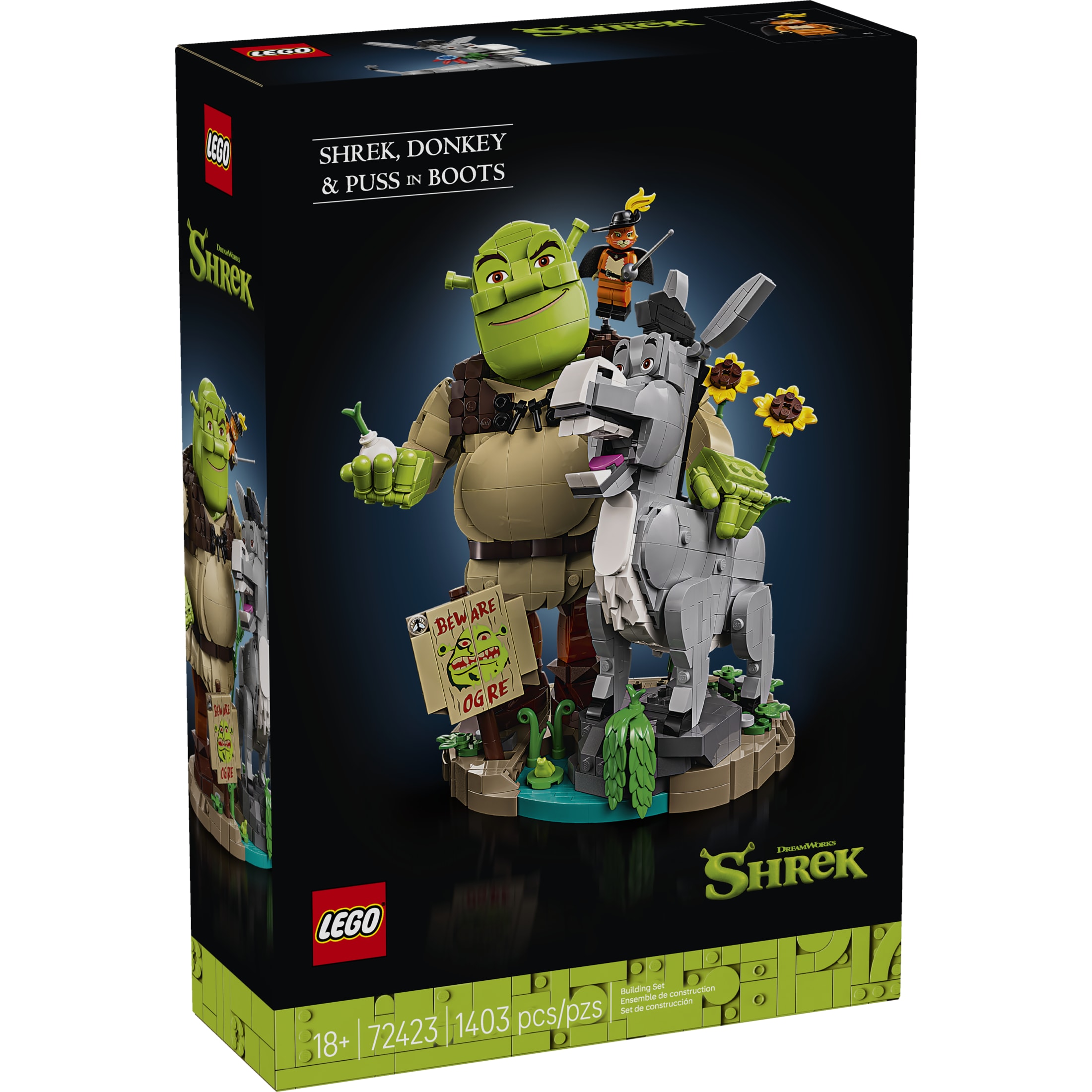 LEGO Shrek: Shrek, Burro y el Gato con Botas - Set de Construcción para Adultos, Mayores de 18 - Memorabilia de Película para Oficina en Casa, Decoración de Estante - Regalo Coleccionable para Mujeres y Hombres - 72423 2