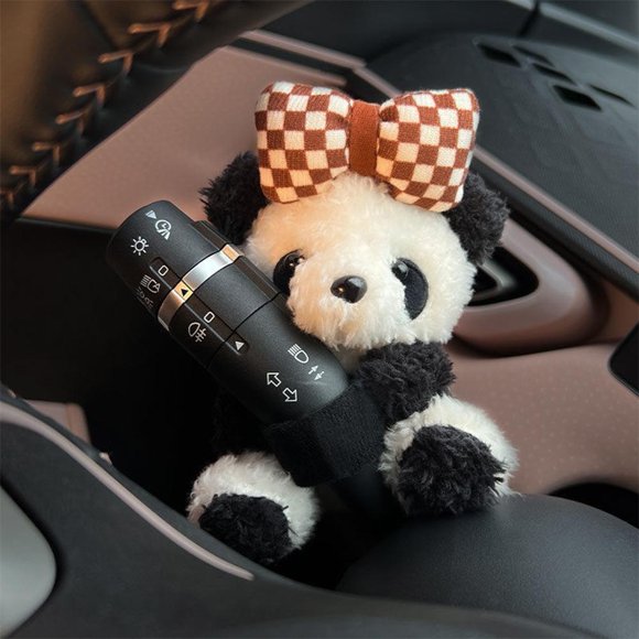 Car Cute Bowknot Panda Wiper Turn Switch Ornaments Auto Plush Doll New H4