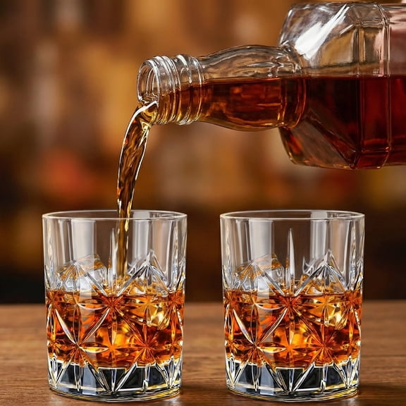 Whiskey Glass Set, 10 oz Crystal Fashioned Rocks Glass Tumbler, for Scotch, Home Bar & Father's Day Gifts for Men Women (2 Pack)