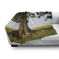 thumbnail image 3 of Nature Soft Flannel Fleece Blanket, Majestic Oak Tree on Grass Estonia Northern Europe Rural in Summer Landscape, Cozy Plush for Indoor and Outdoor Use, 70" x 90", Cocoa Fern Green, by Ambesonne, 3 of 6