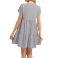 thumbnail image 4 of Langwyqu High Waist Women Solid Color V-Neck Loose Mini Dress, 4 of 5