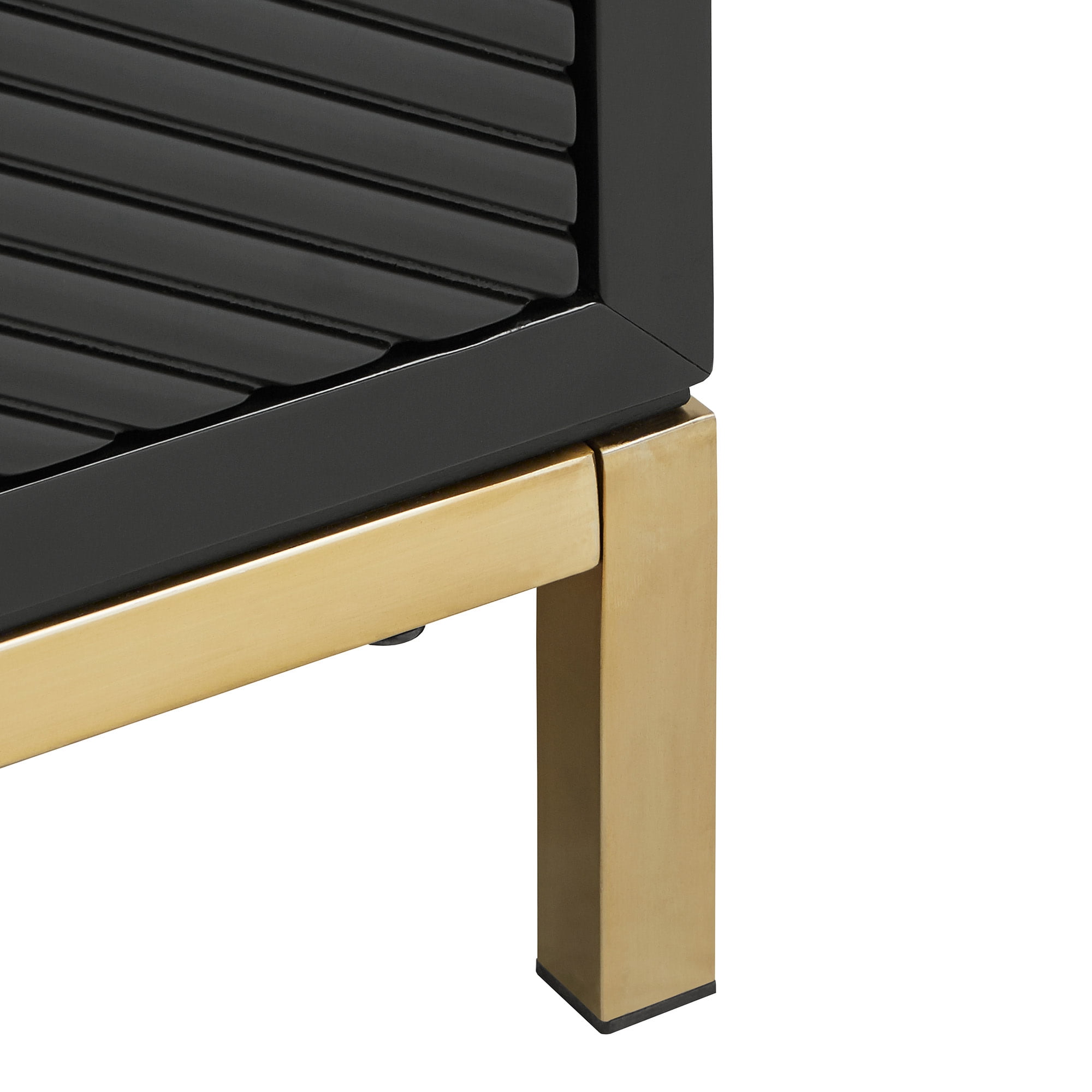 Weston Home Lena Modern Nightstand with 2 Drawers, Black/Gold